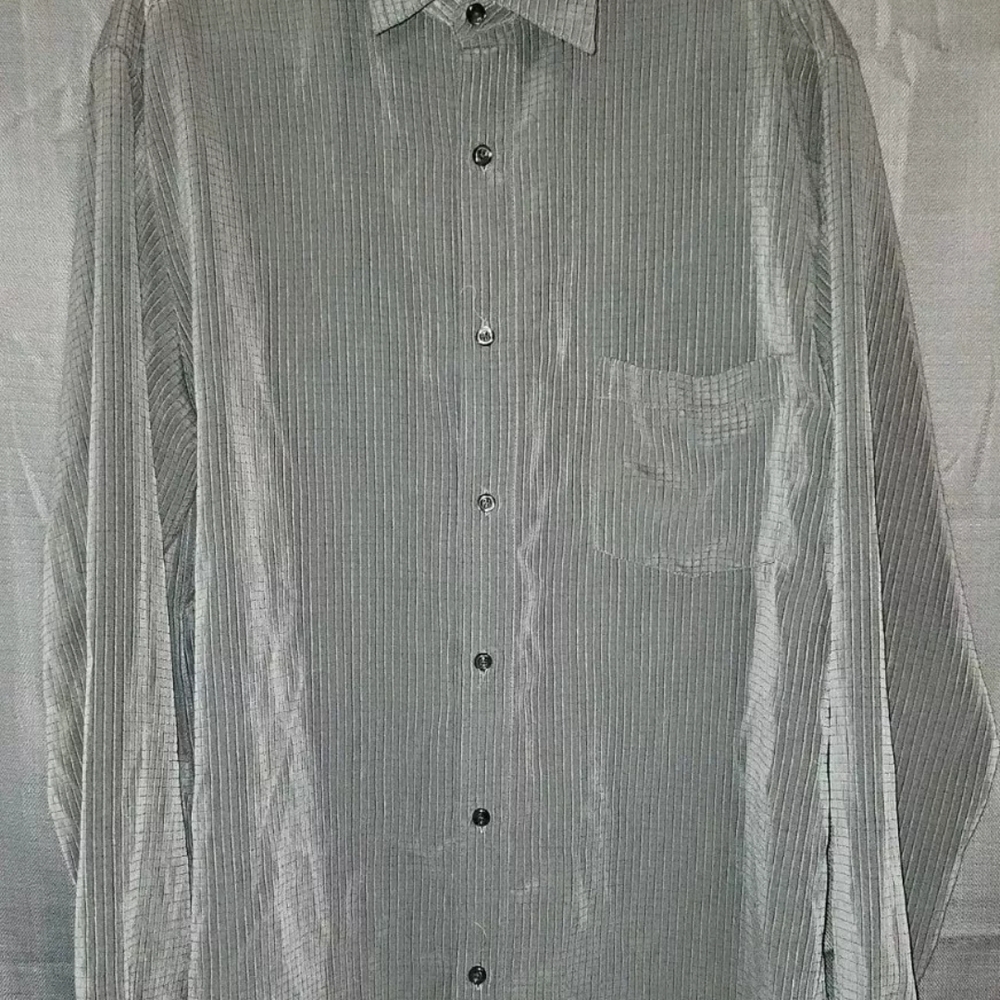 JF J.Ferrar Gray Pinstripe Dress Shirt Classic Design